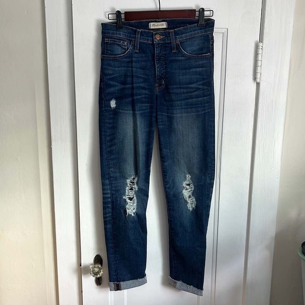 Madewell 27T Tall 9” Hi-Rise Distressed Raw Hem Skinny Jeans